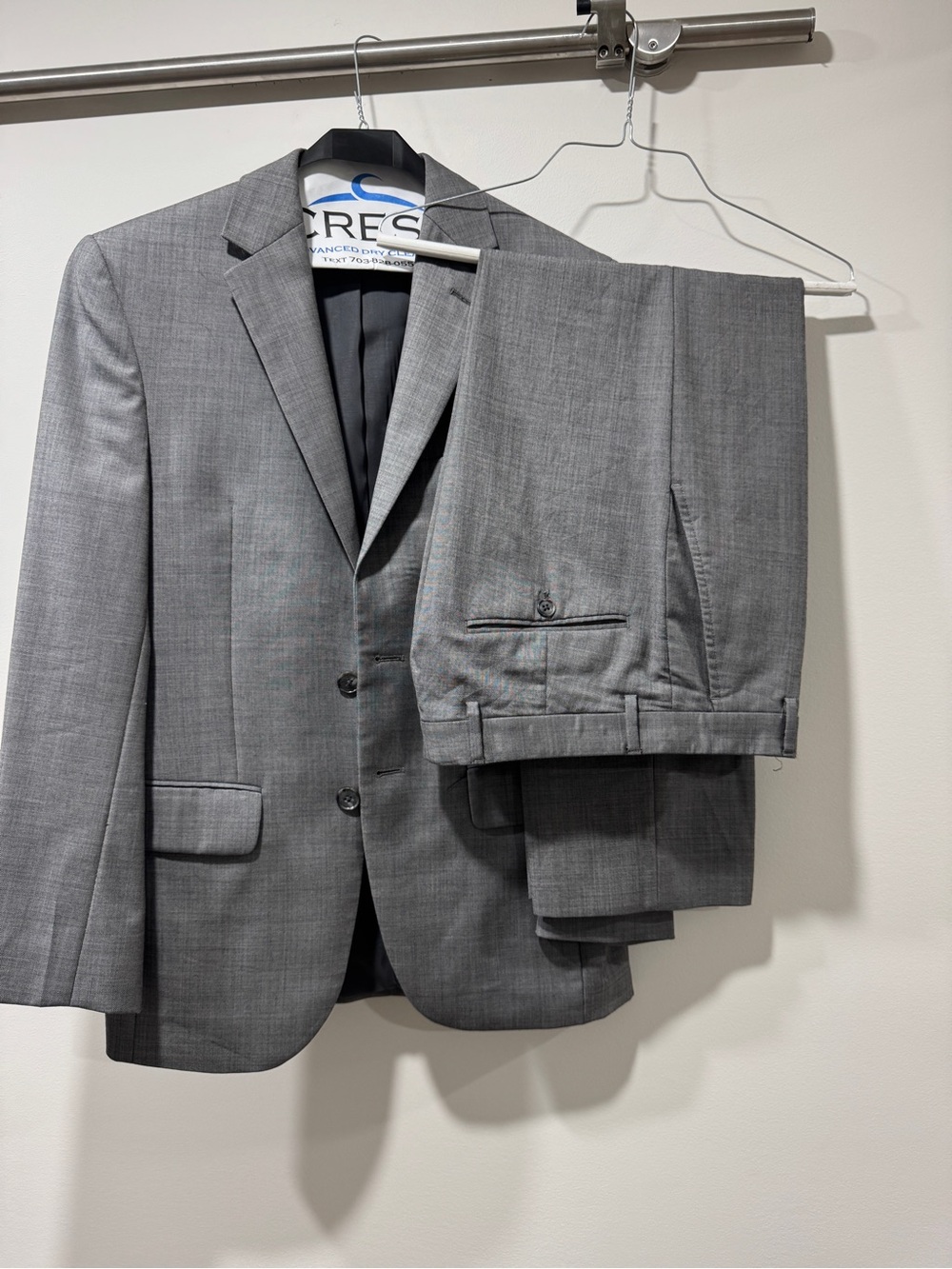 Jos. A. Bank Gray Men's Suit Two-Piece, 100% wool